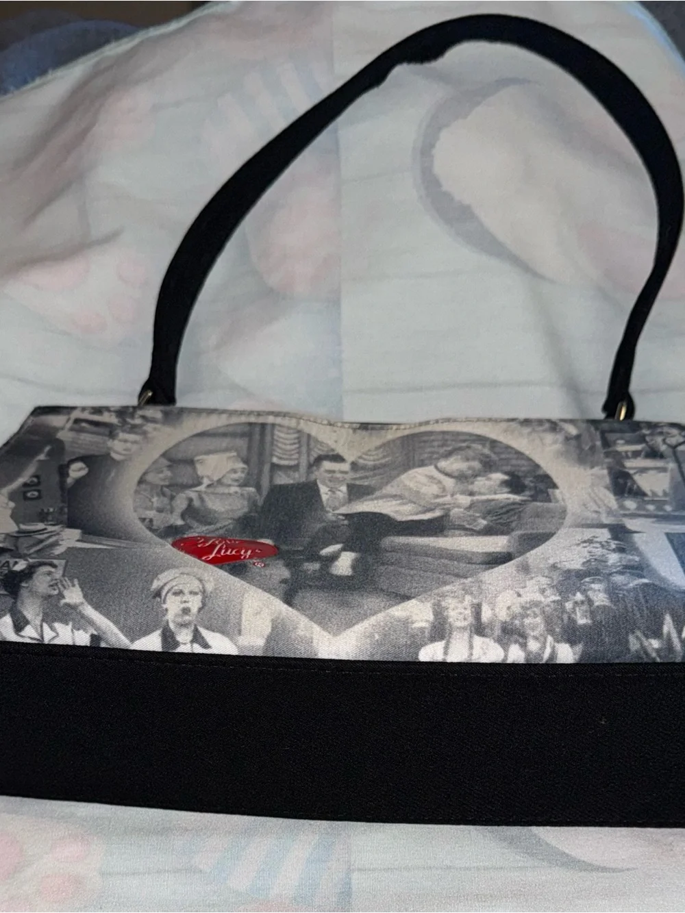 I Love Lucy Collage Black & White Shoulder Bag